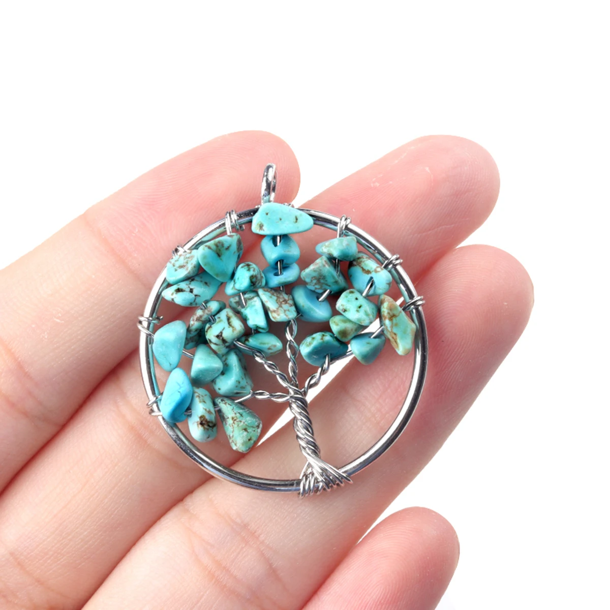 Natural Semi Precious Crystal Tourmaline Life Tree Pendant DIY Necklace Earrings Women's Jewelry Making Jewelry Gifts