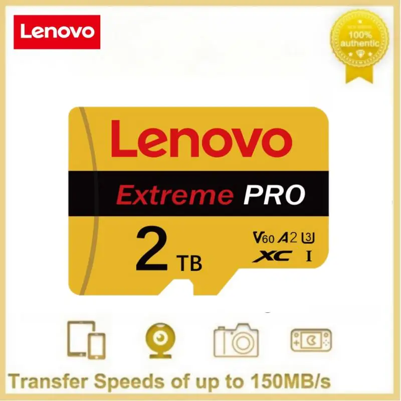 Lenovo kartu memori Flash 2TB 512GB 256GB, kartu SD/TF dengan memori besar, kartu Kedua ponsel kamera Drone kecepatan tinggi