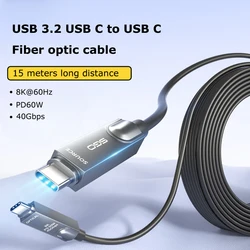 Optical Fiber USB3.2 Gen2 Cable Type-C Fiber Video Cable Active Optical Cable 40Gbps 8K60 4K144 PD60W Full Function TypeC Cable