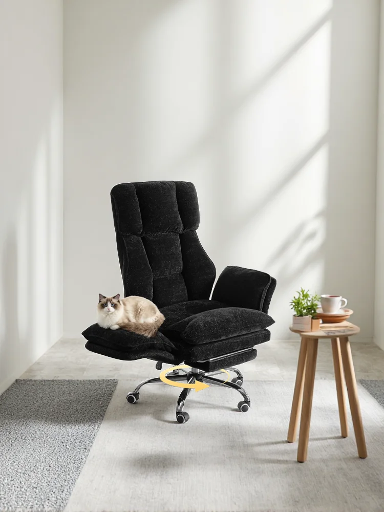 Haustierfreundlicher Ergonomischer Bürostuhl mit Armlehnen, Katzen-Seitensitz 360° °   Drehbarer Schreibtischstuhl für Katzenbesitzer Flauschiger Begleiter Arbeitsstuhl mit Fußstütze