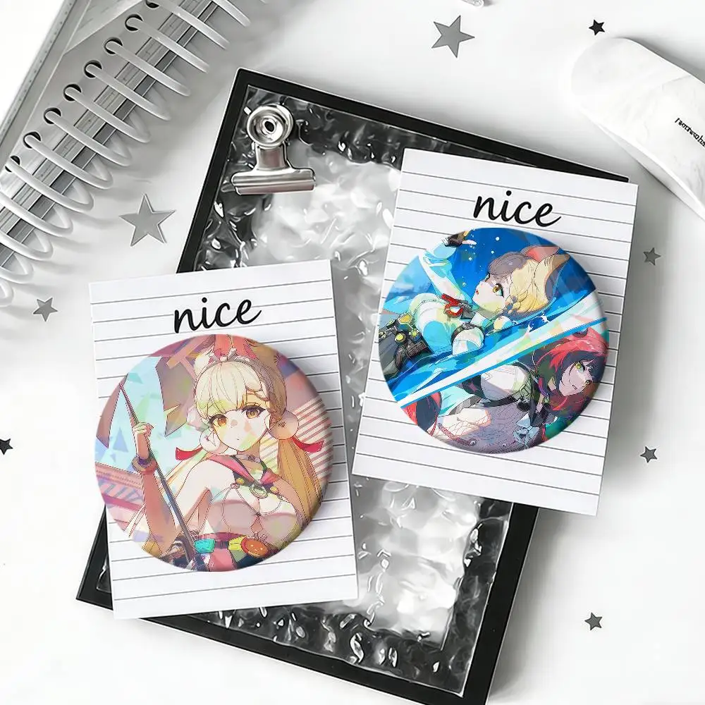 Ukinami Yuzuha Alice cp cute Zenless Zone Zero Round Pin Brooch Laser Badges Collect Gifts Cosplay Clothes Backpack Decor view 6
