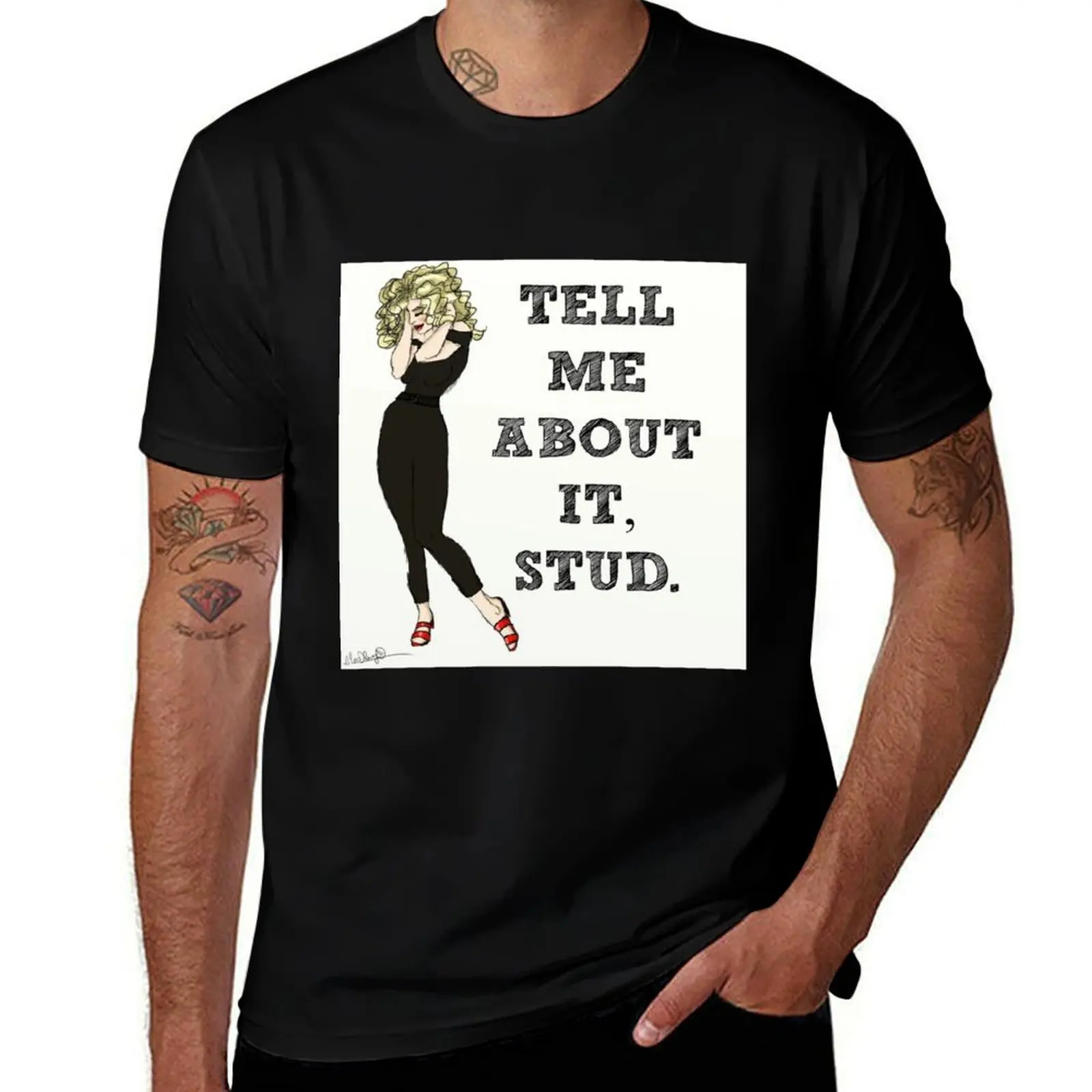 Tell Me About It, Stud T-Shirt Casual Loose Short Sleeve Tee for Men T-Shirt