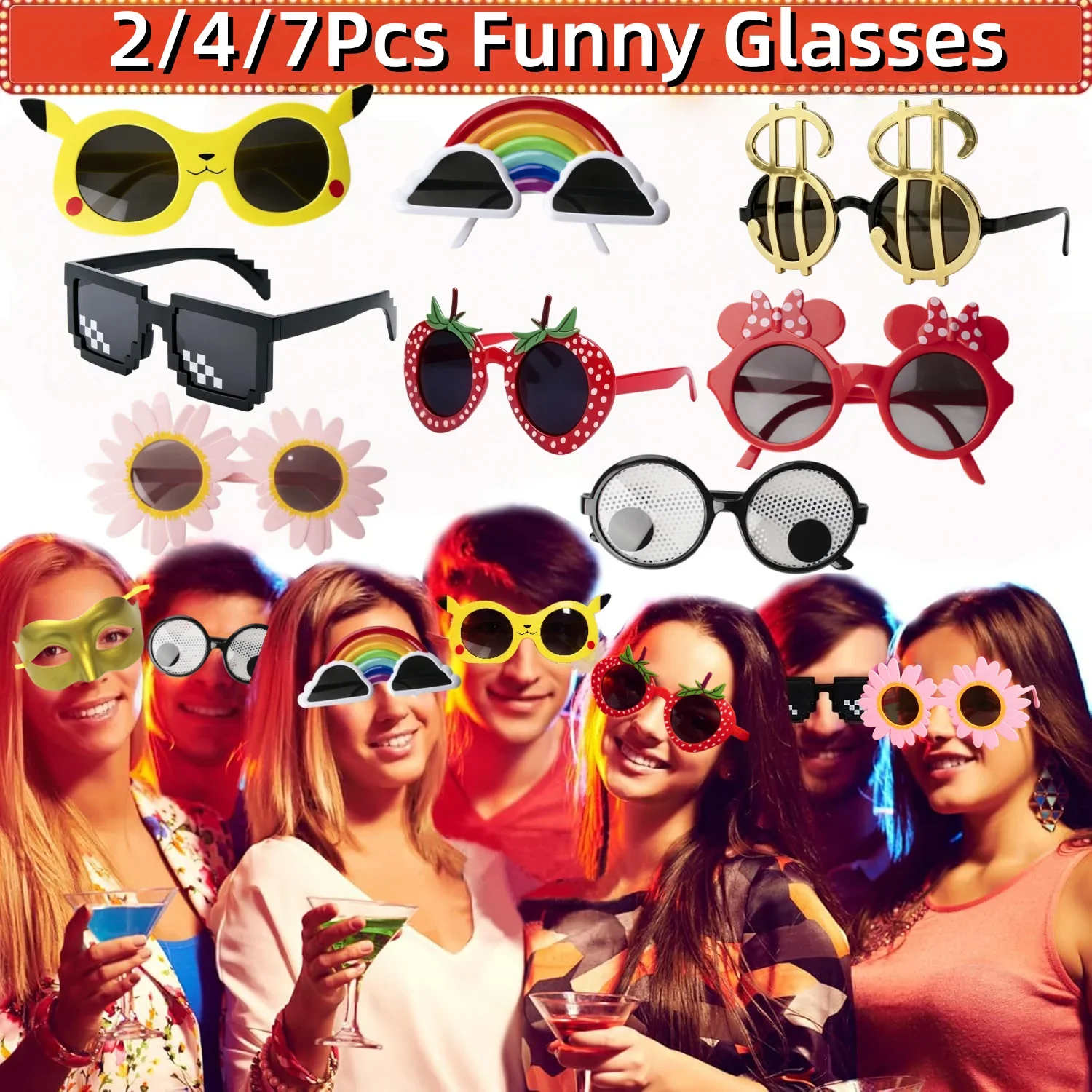 Funny hats and glasses photo booth props set
