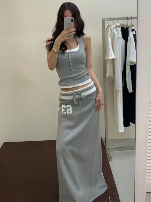 

Женская юбка Color Blo Waist f Skirt с завязками, утягивающая, с буквенным принтом, омолаживающая, прямого кроя, с разрезом, модная