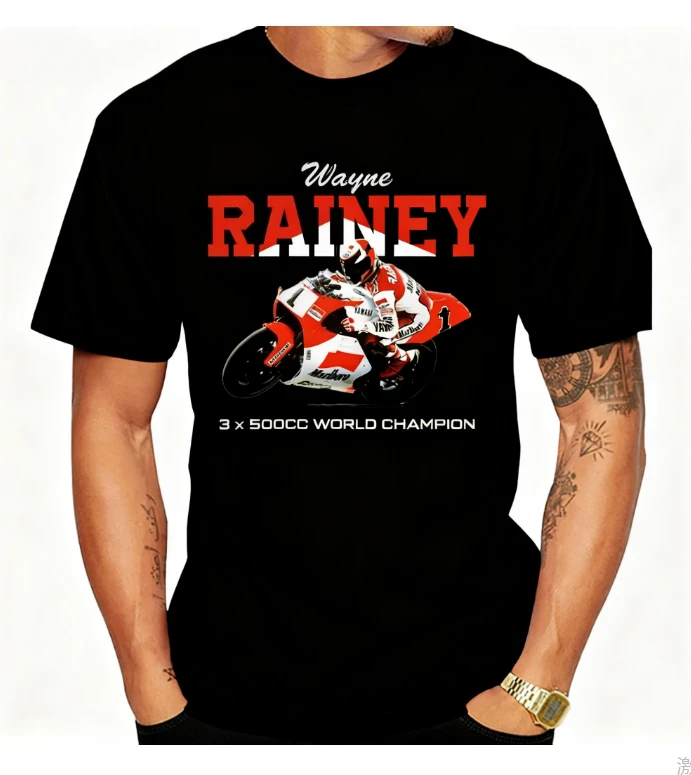 الصيف الرجال قصيرة الأكمام الصبي دراجة نارية رياضية سباق تيز رجل بلايز 90's أسطورة رايدر واين ريني GP 500cc ريترو ستايل تي شيرت