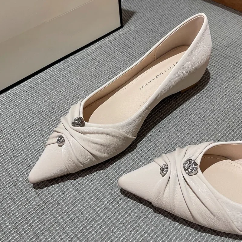 French Inside High and Low Top Shoes Women's New Pointed Toe Shallow Mouth Temperament Single Shoes view 4