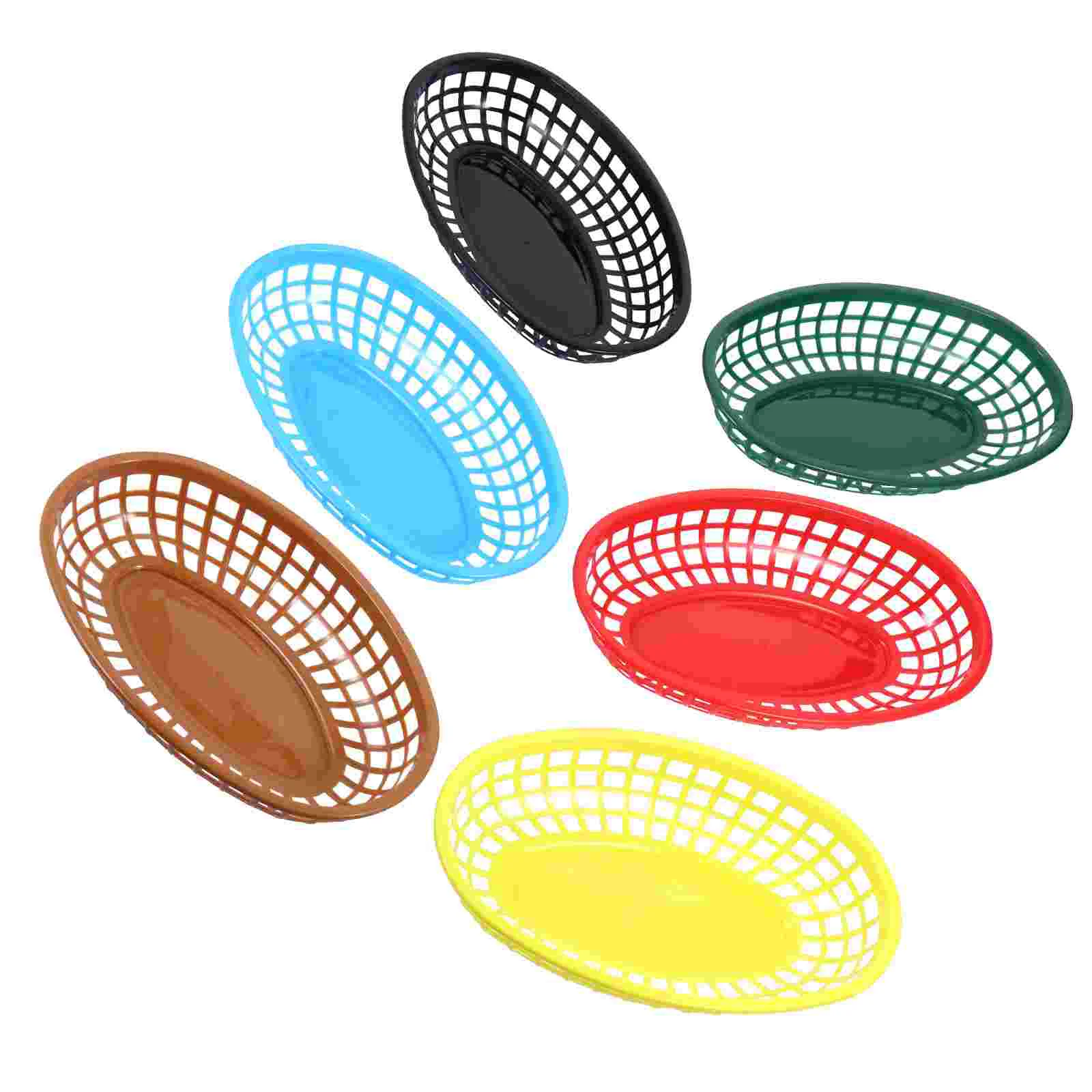 

6 Pcs Plastic Basket Fries Dessert Store Trays Fruit Practical Storage Sandwich Dish Plate Food Grade Pp Snack