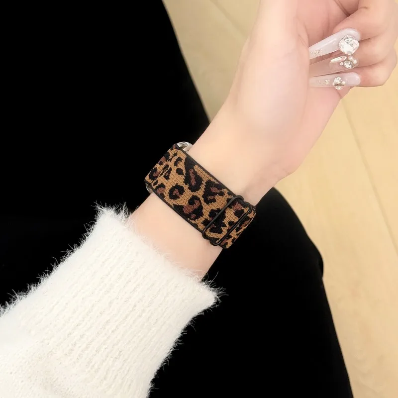 موضة ليوبارد النايلون حزام ل سوار ساعة يد آبل 45 مللي متر 41 38 49 46 42 44 40 مللي متر كوريا سوار iWatch سلسلة 10 الترا 9 8 7 se 6 5 #5