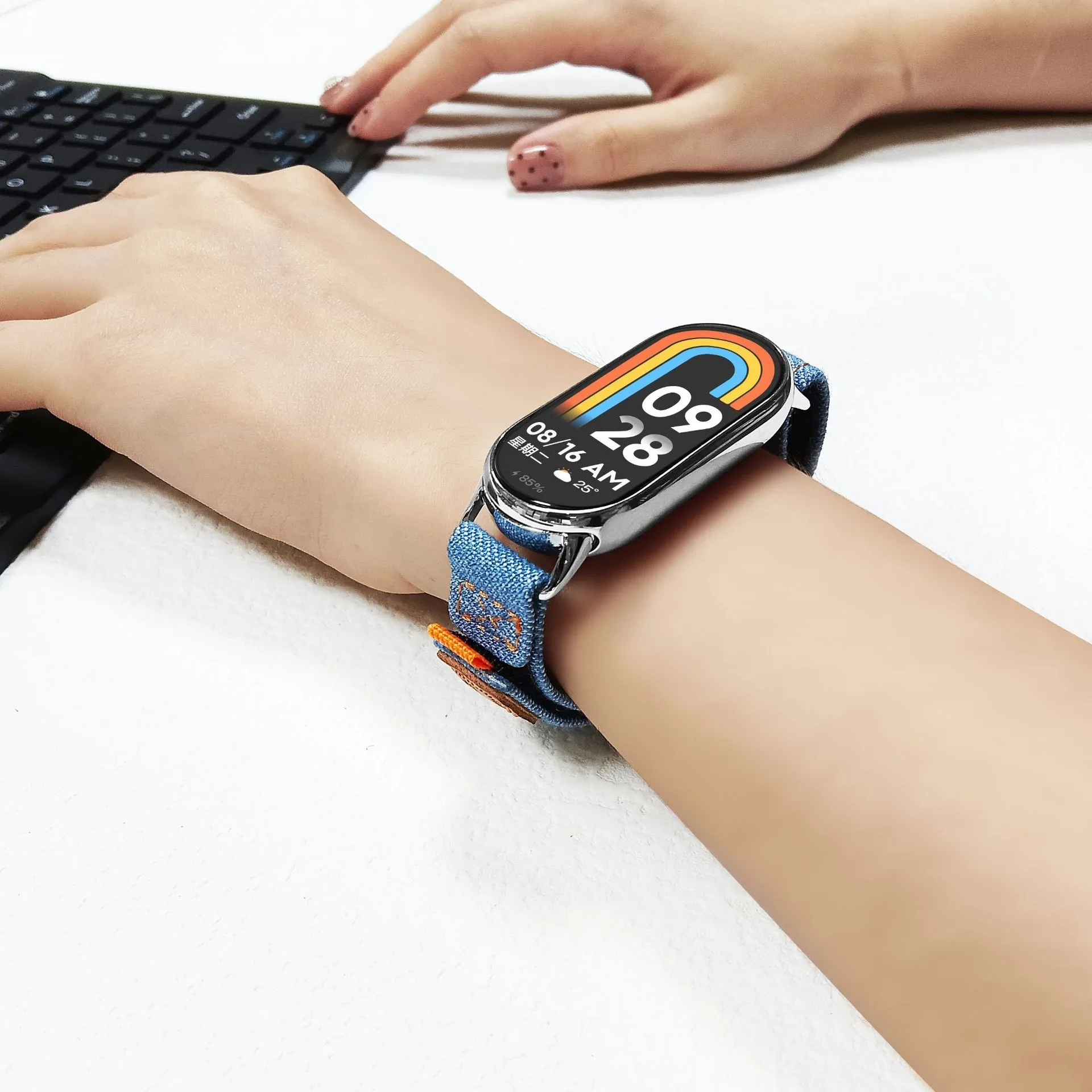 Nova pulseira jeans para xiaomi band 10/9/8 feminino esportes relógio inteligente pulseira confortável para mi band 9/8 acessório correa