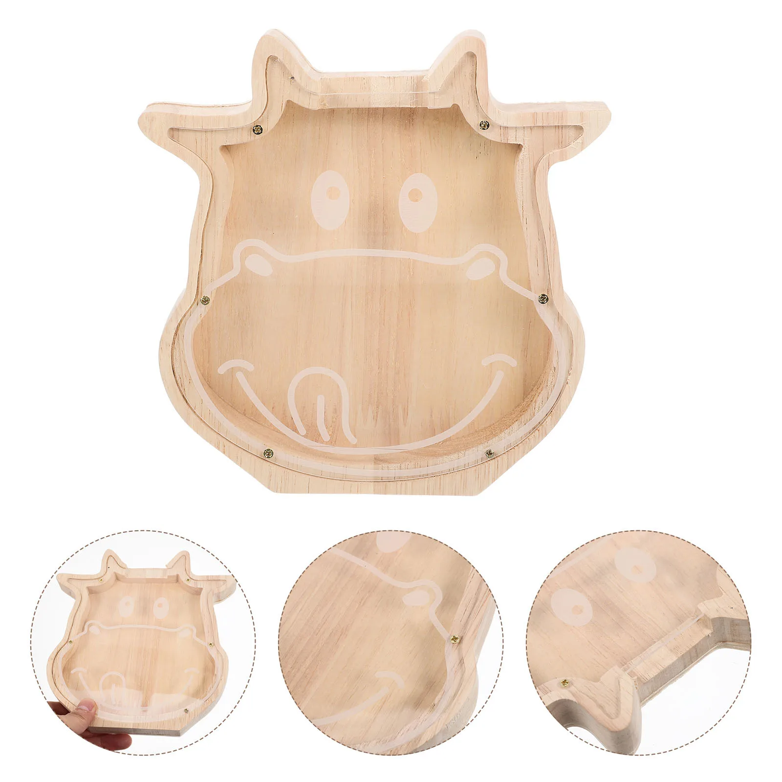 

Lovely Animal Shape Wooden Piggy Coin Storage Container Gift Durable Wood Coin Bank Household Organizer Desktop Ornament