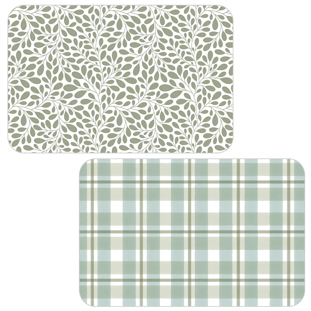 4 Pack Reversible Flexible Plastic Placemats Garden Vines Water-Resistant Easy Clean BPA PVC Free Table Protector Decor