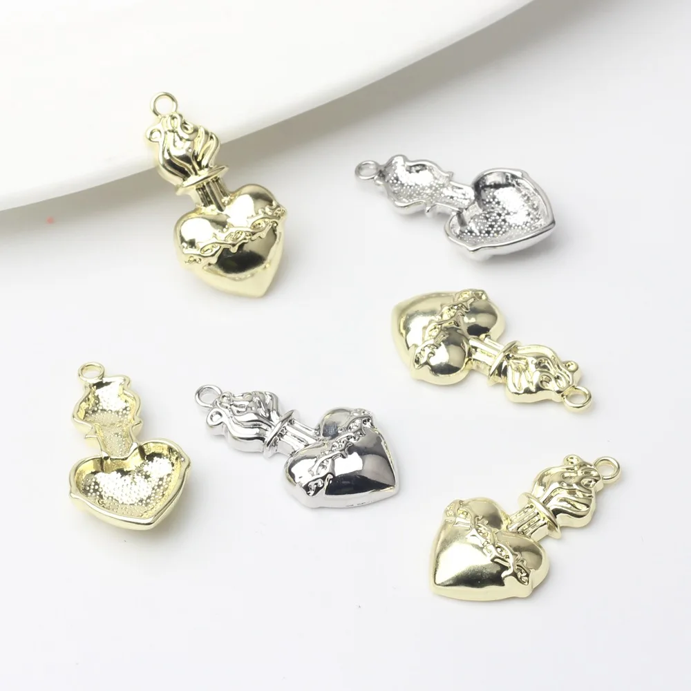 

10Pcs/pack Simple Love Heart Thorn Torch Pendant DIY Bracelets Necklaces Jewelry Accessories
