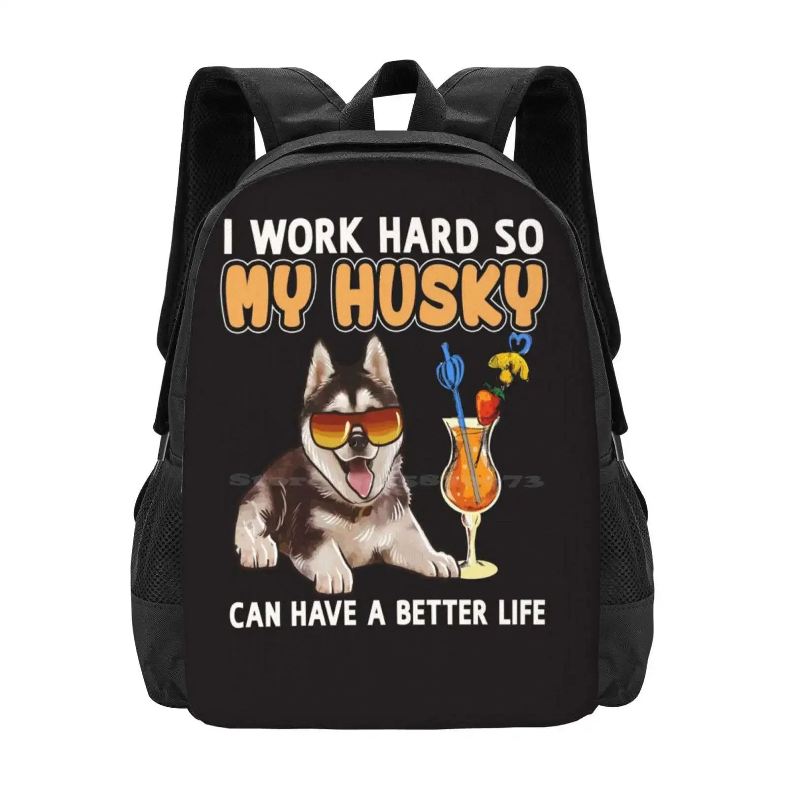 قميص هاسكي مضحك تصميم عشاق الهاسكي "أنا يعمل بشكل جيد حتى أستطيع أجشتي أن تتمتع حياة أفضل" حقيبة مدرسية رائجة البيع حقائب الظهر على الموضة #1