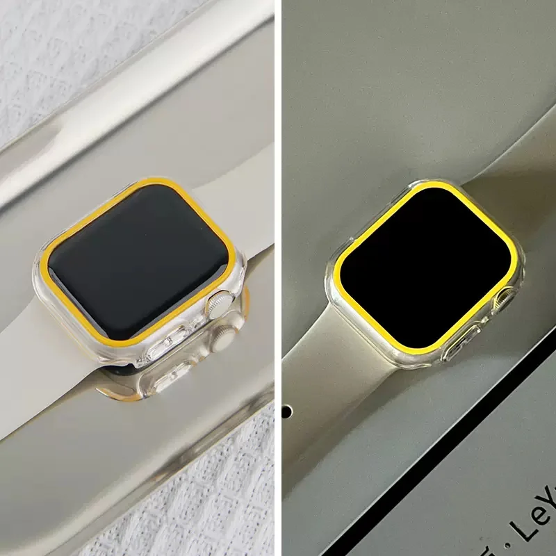 Y2K Clear Luminous Light Change Case Cover do Apple Watch Case 49 mm 45 mm 40 mm 44 PC Bumper Protective Frame do iWatch 9 8 7 SE