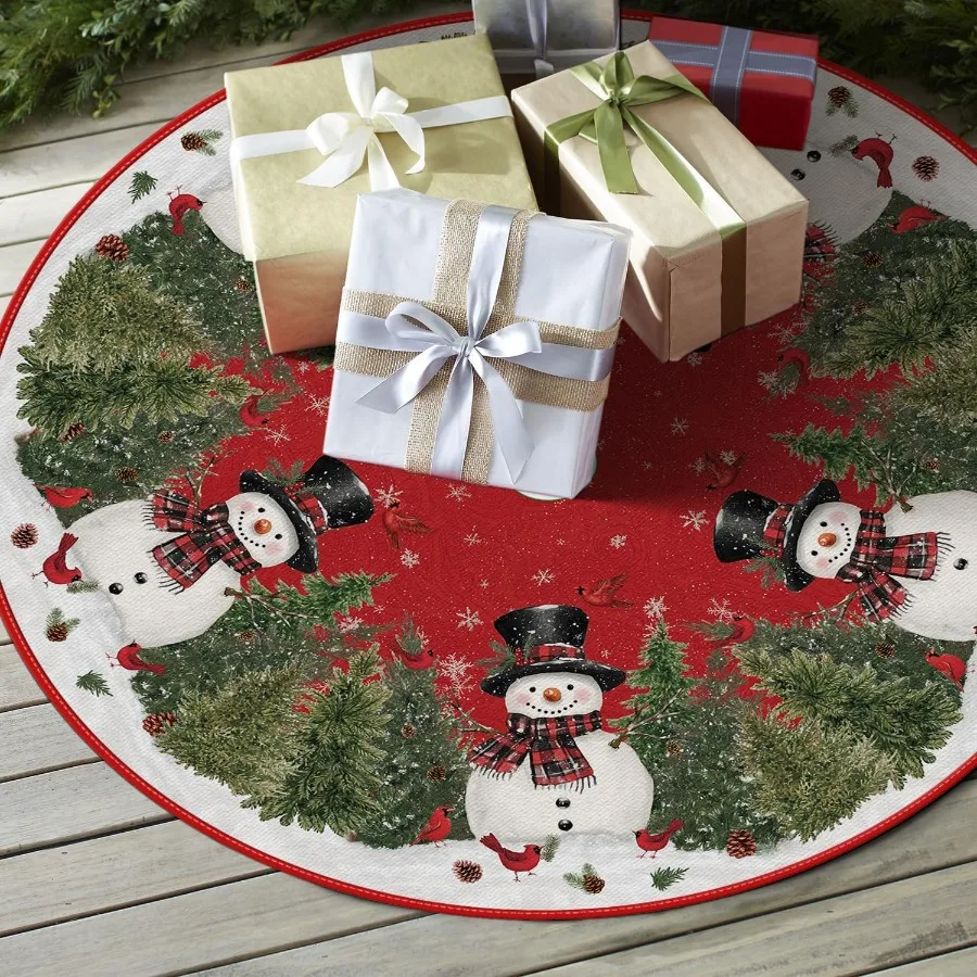 كاردينالز سيدار ثلج مع وشاح تنورة شجرة عيد الميلاد لعيد الميلاد الشتاء عطلة حفلة الديكور الداخلي والخارجي 36 بوصة فريدة من نوعها #4