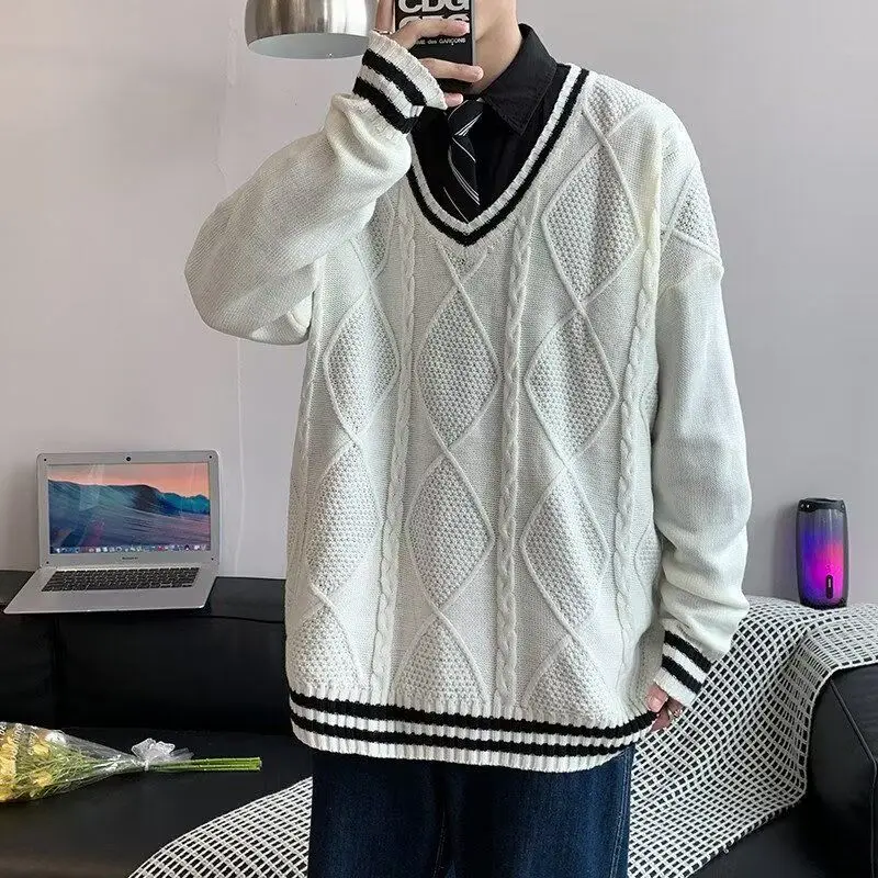 

V-neck Sweater Men's College Style Brand Tops