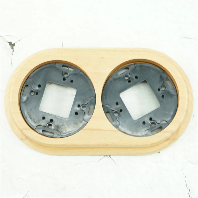 Vintage Retro Wooden Double  Surface Mounted Single Frame For Wall Switch and Socket