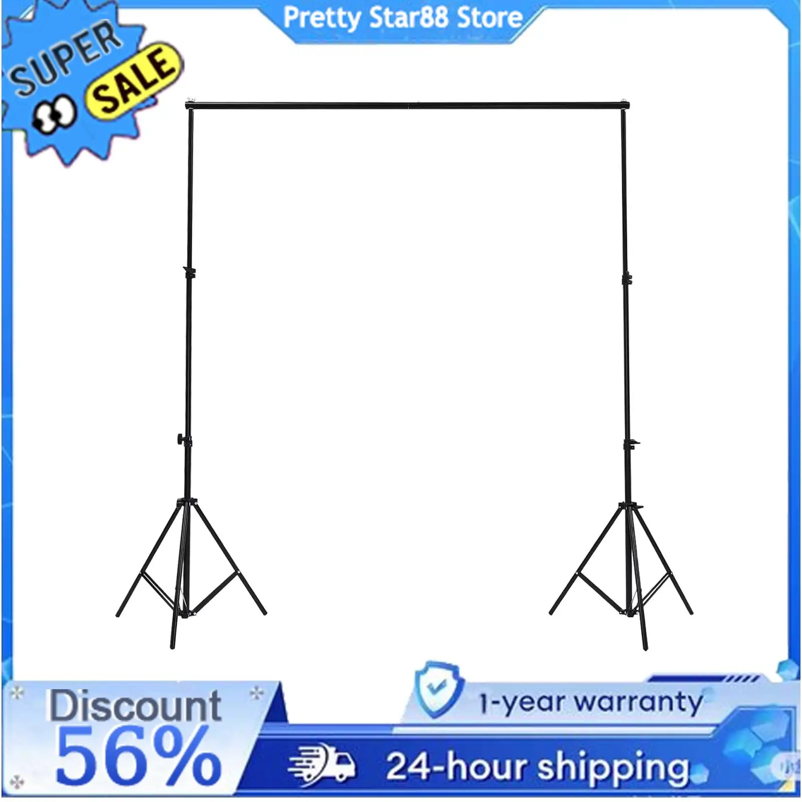 

Modern Free Standing Backdrop Stand 2m x 3m Adjustable Background Holder Black for Wedding Party Decoration