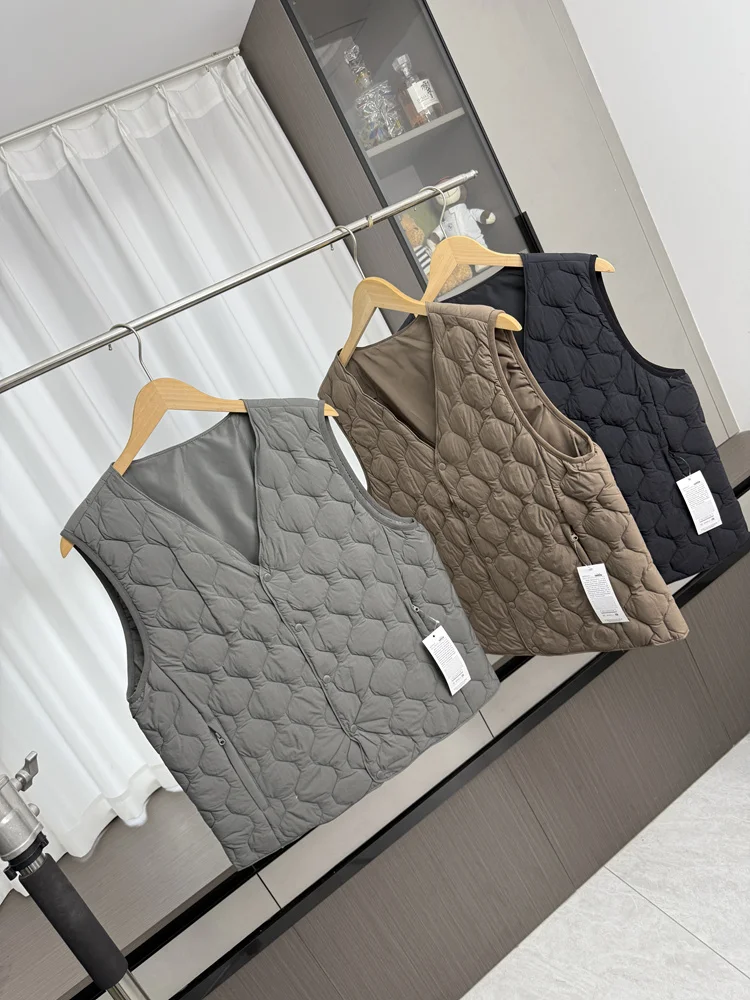 

Мужской стеганый жилет на пуху, легкий, высокий, плотный, против дрейфа, теплый, с широкими плечами, осенне-зимняя модная верхняя одежда
