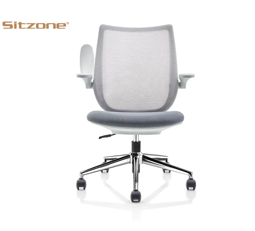 Factory Wholesale flip up arms mesh office chairs middle back ergonomic Cheap  staff  computer desk task  