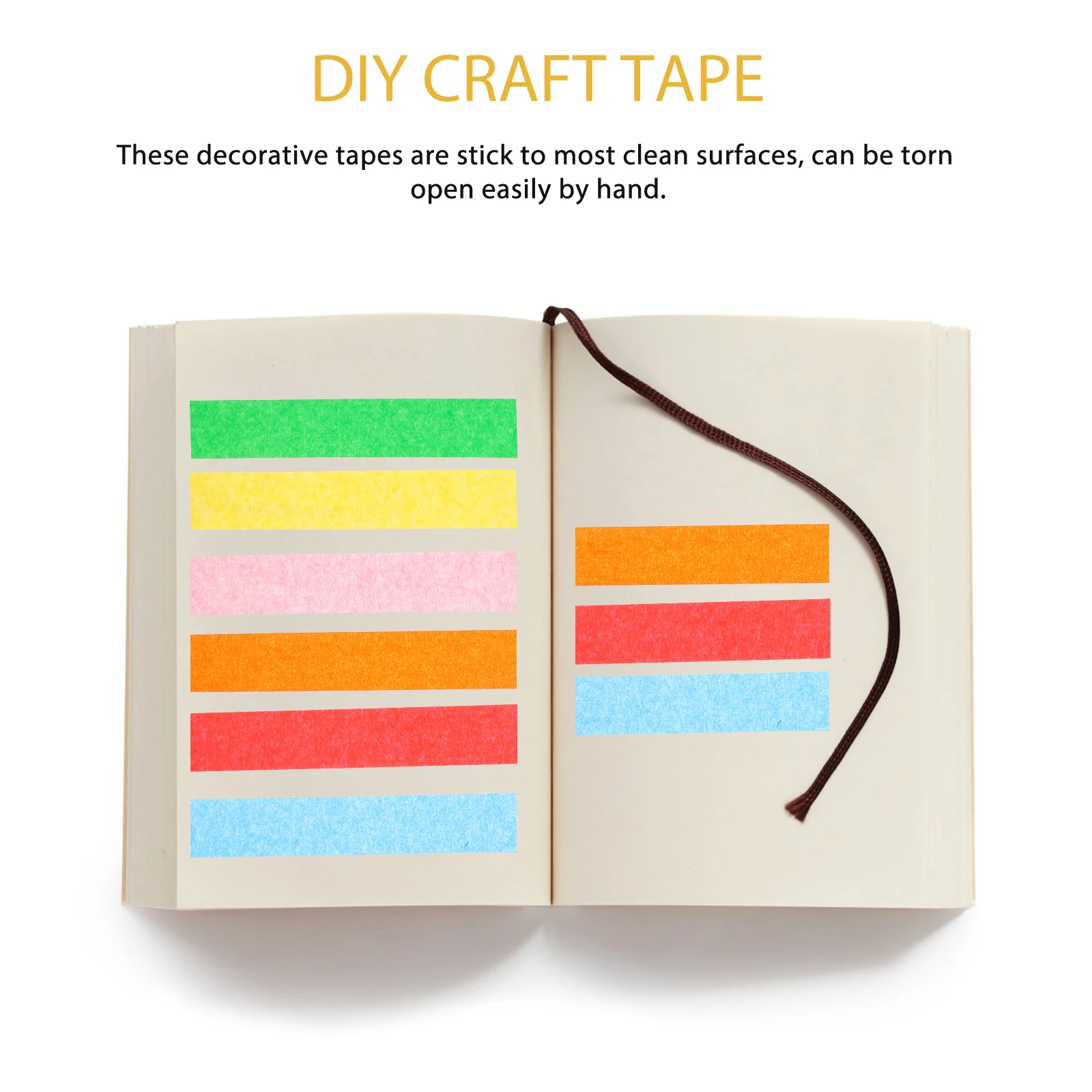 

6 Rolls Colorful Rainbow Paper Tape Decorative Adhesive Craft Tape for Scrapbooking Gift Wrapping Classroom Use