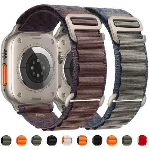 Apple watch 울트라 밴드 용 스트랩 49mm 45mm 44mm 41mm 42mm 40mm 44mm 나일론 알파인 팔찌 correa iwatch 시리즈 9 8 7 SE 6 5 4 3