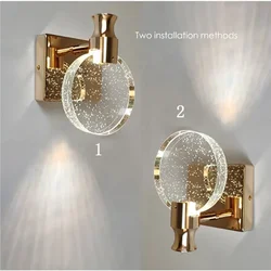 Nordic Wall Lamp Luxury Bedroom Bedsid Crystal Lamps Living Room  Background Led  Lights Aisle Dressing Table  Mirror Wall Light
