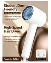 Low‑Noise Fast‑Drying Ionic Blow Dryer 3 Heat Settings Household Hair Dryer for Dormitory Home Travel Use