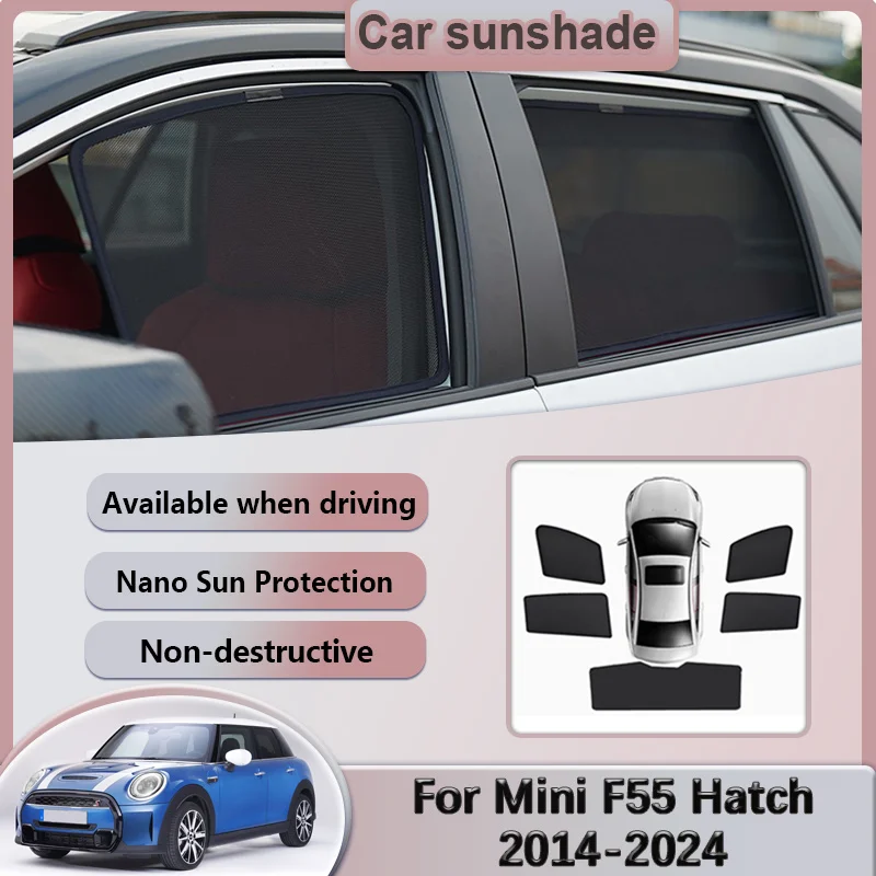 

Для Mini F55 Hatch 5-дверный 2014-2024 2020: Сетчатые солнцезащитные шторки на боковые окна, магнитные шторки для конфиденциальности, автоаксессуары