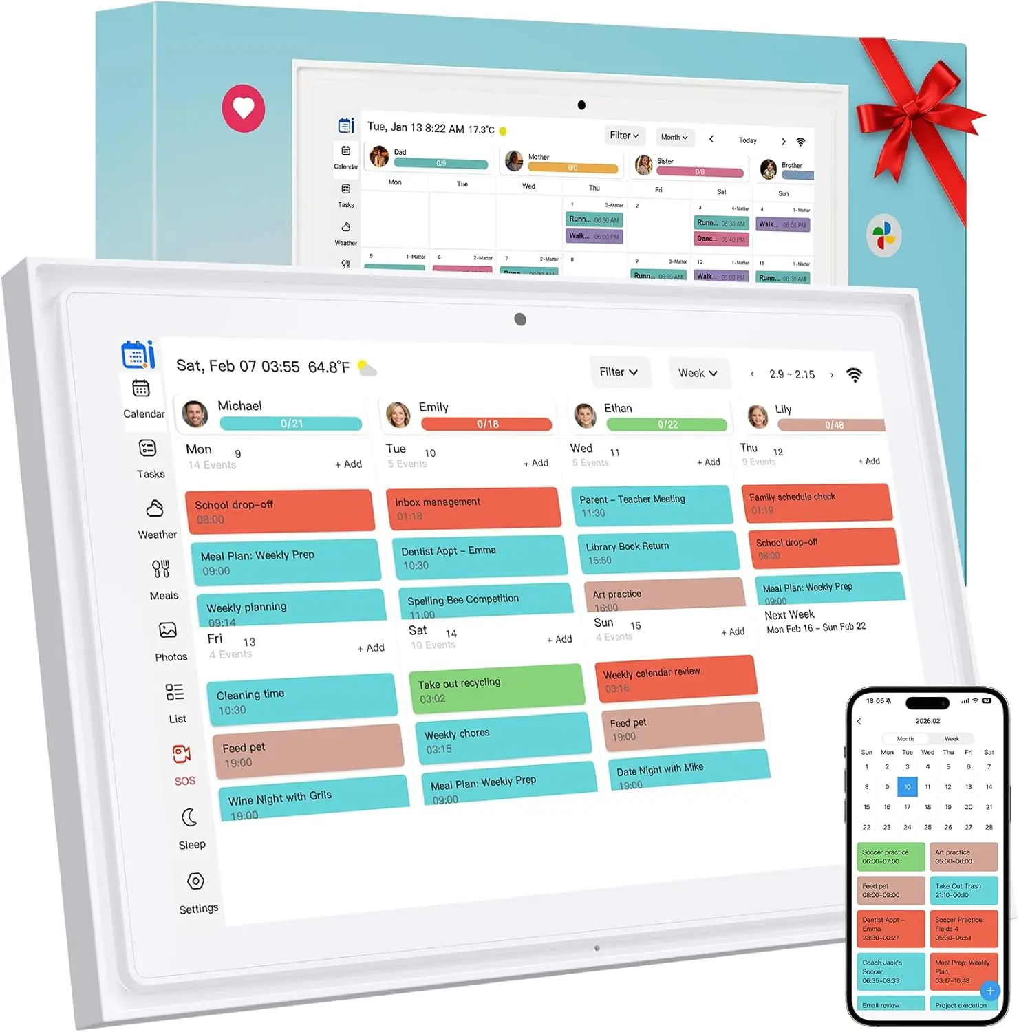 

Smart Touchscreen Family Calendar: 10.1" Display with Video Calls, Chore Charts & Sync for Home Organization