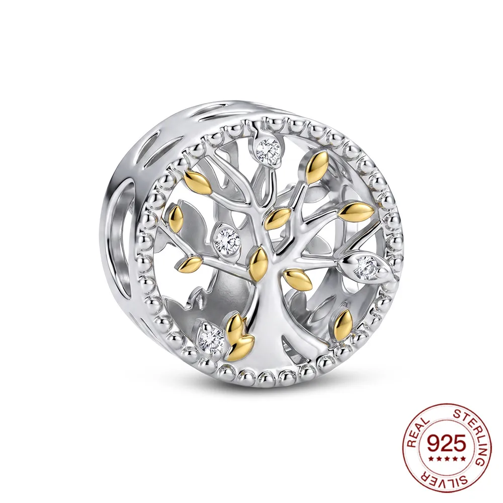 New 925 Sterling Silver Tree of Life Beads Original Charm For Women DIY Bracelet Making Sweet Gift For Her Collection