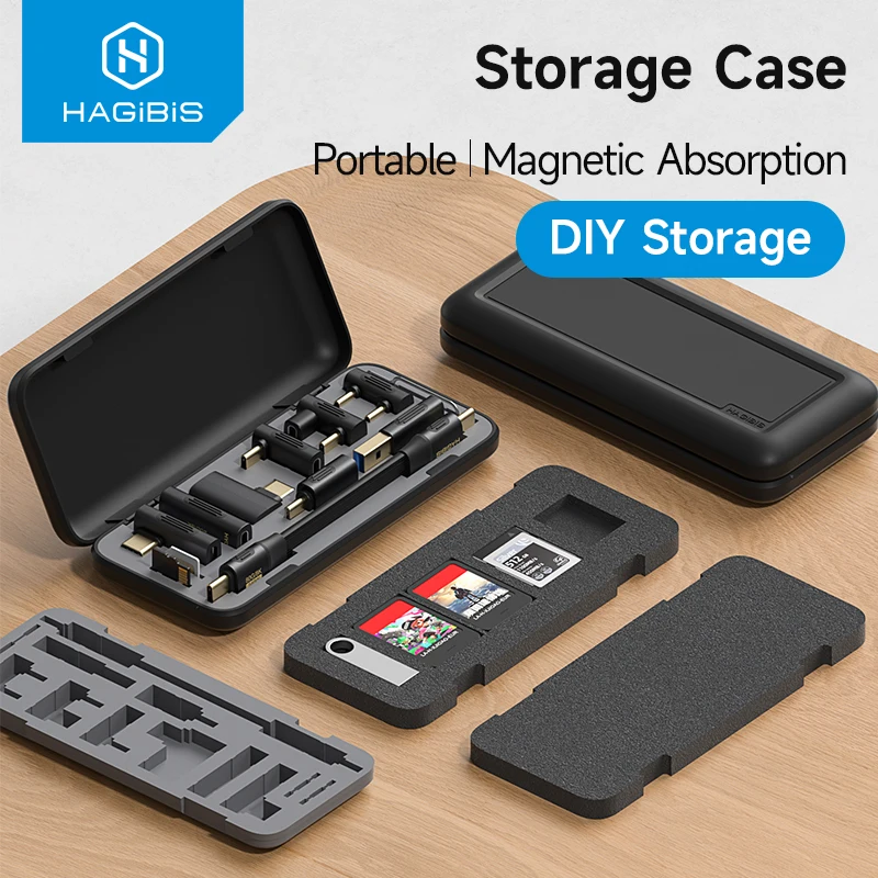 Hagibis Multifunction Storage Case Holder for USB C Adapter Cable SD Micro SD Card Accessories Portable Travel Organizer DIY Bag