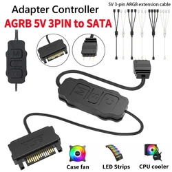 5V 3PIN ARGB Controller ARGB 5V 3PIN To SATA Interface Extension Cable Light Controller for PC Fan Light Strip