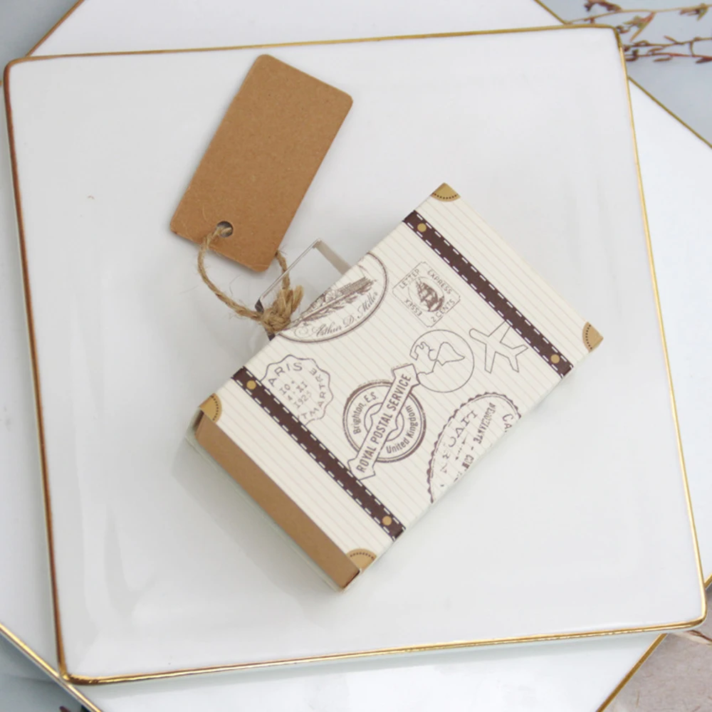 Jewelry Box with Paper Handle Luggage with Hemp Rope Tag Packaging Candy Case For Christmas Gifts and Weddings Valentine' s Day