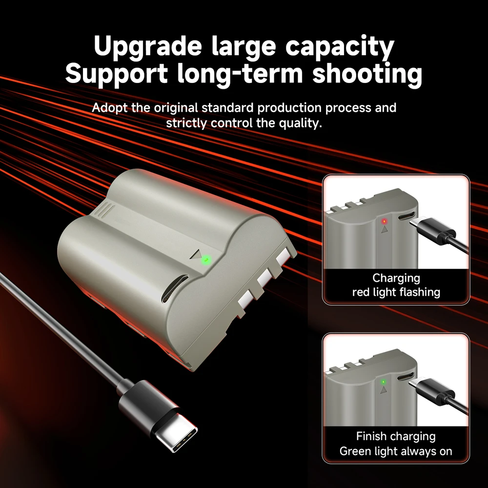 2450mAh EN-EL3e EN EL3e Camera Battery EN EL3a for Nikon D200 D300 D300S D100 D700 D70S D70 D90 D80 D50 Type C Fast Charge Port