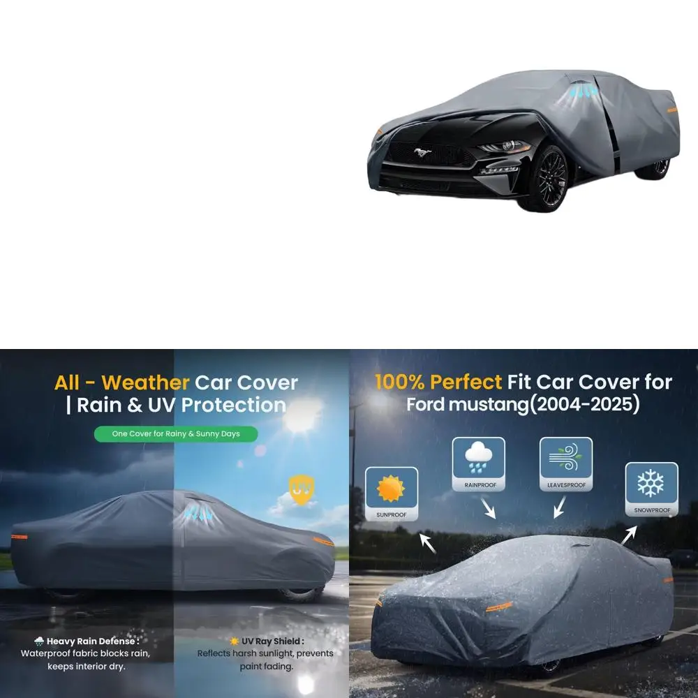 

Breathable Vent Car Cover with Cotton Liner for 2004-2025 Mustang Models, Zippered Door, UV Protection
