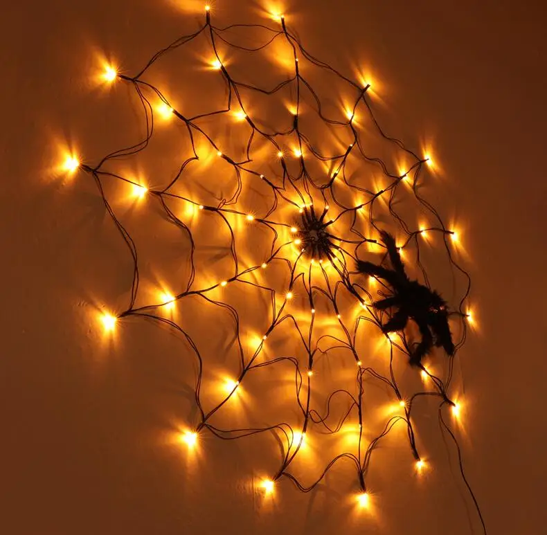 Nuova lampada LED per ragnatela di Halloween Layout per atmosfera interna ed esterna Puntelli per festival di fantasmi Lampada telecomandata