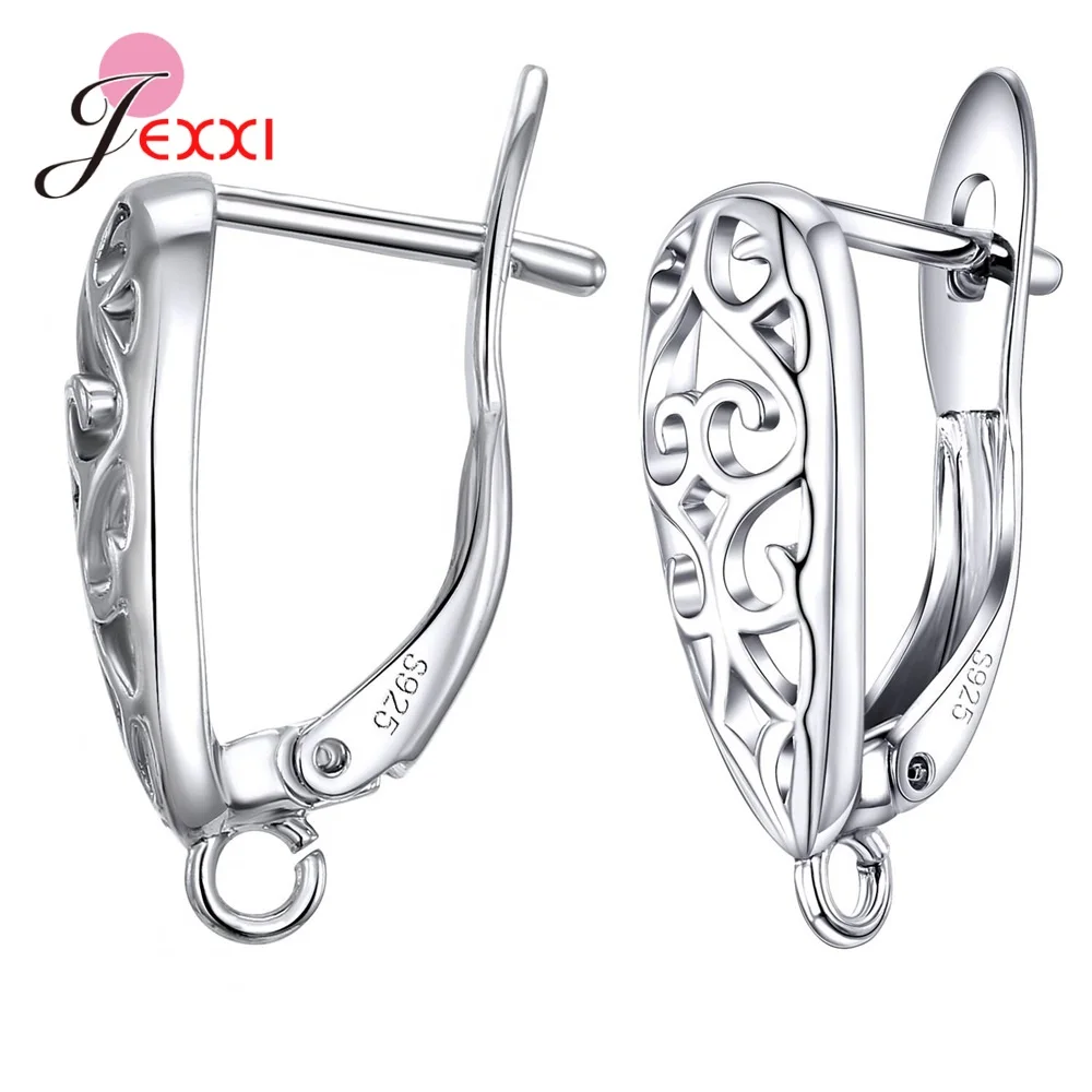 Hollow Design 925 Sterling Silver Ear Hooks zatrzaski biżuteria ustalenia kolczyki dla kobiet geometryczne akcesoria DIY Earwire — zdjęcie 3