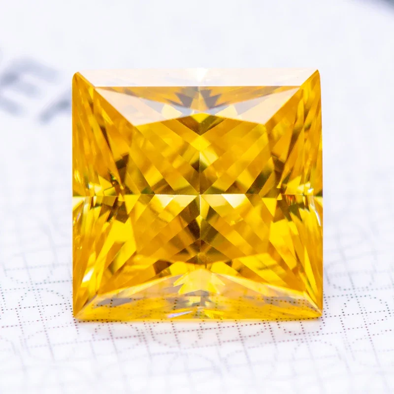 Pedra moissanite cor amarela dourada princesa corte pedra preciosa laboratório cultivado diamante para fazer joias avançadas com certificado gra