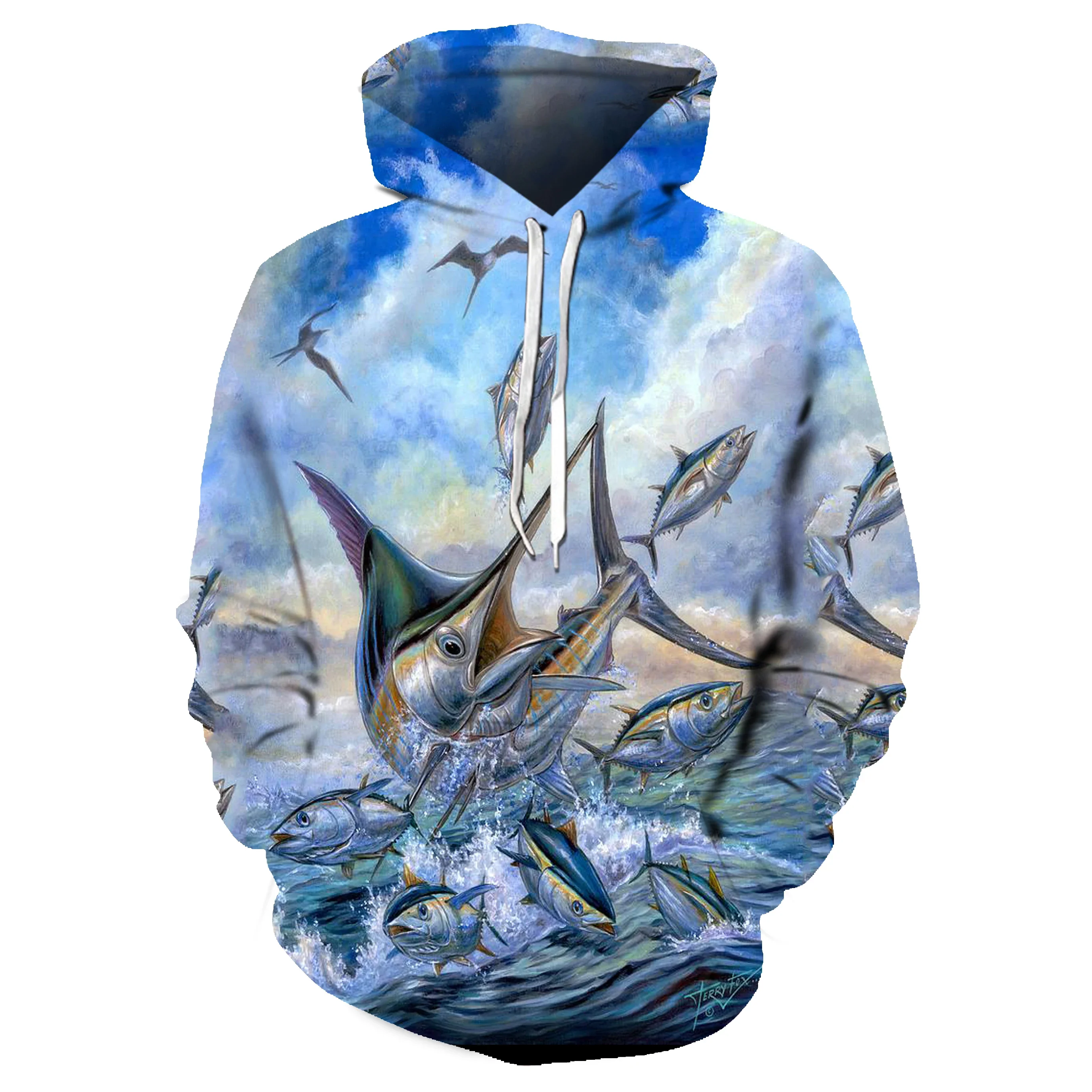 Sudadera con capucha para hombre con estampado 3D de pesca de atún, suéter informal Unisex, chaqueta deportiva esencial, Harajuku, otoño