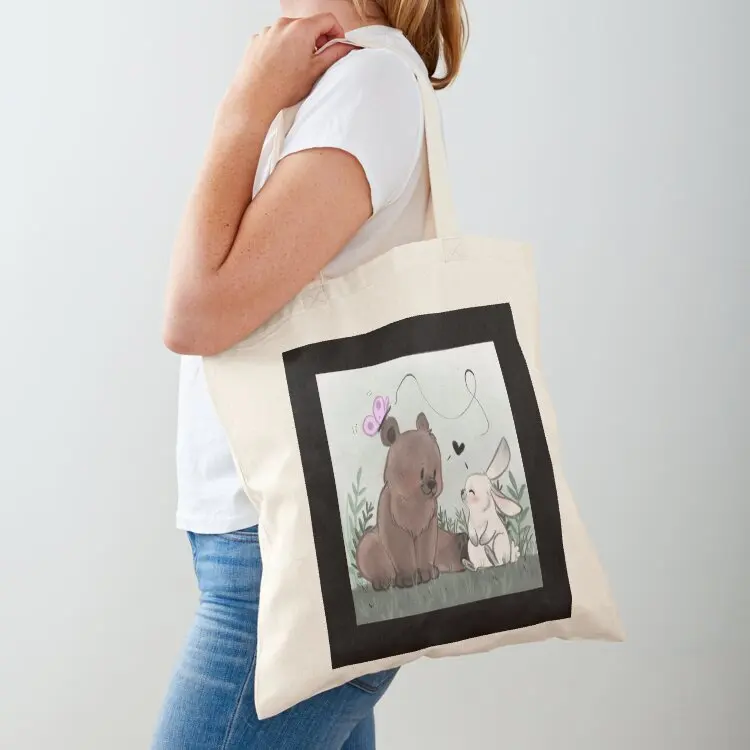 

Bear and Bear / Butterfly Tote Bag Shopper custom canvas bag Women's beach bags tote bags cloth bags
