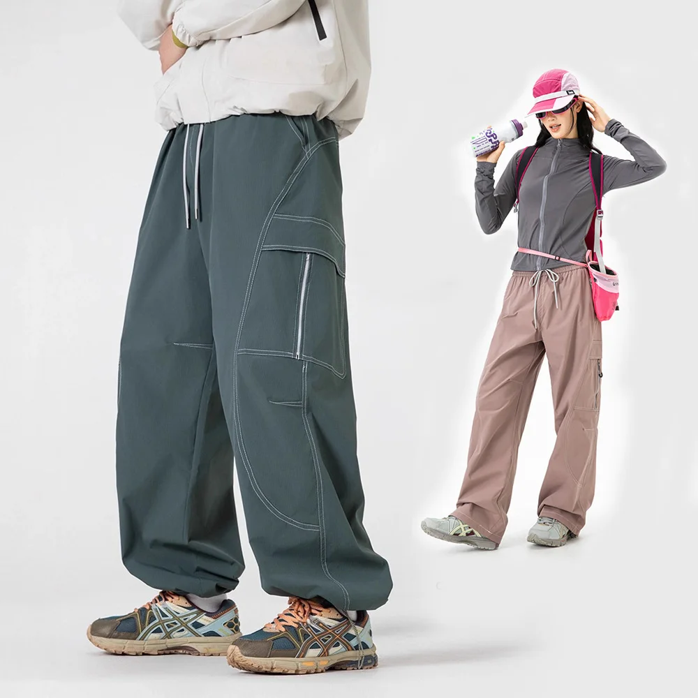 

Outdoor Sports Pants Men Women Waterproof Loose Casual Techwear Cargo Pants Streetwear Multi-pocket Straight Trousers