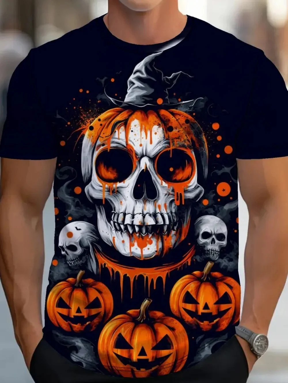 

Summer Men's T-Shirt Halloween Funny 3D Print Casual Pullover Tops New Outdoor Street Horror Halloween Party Fashion Men Clothin