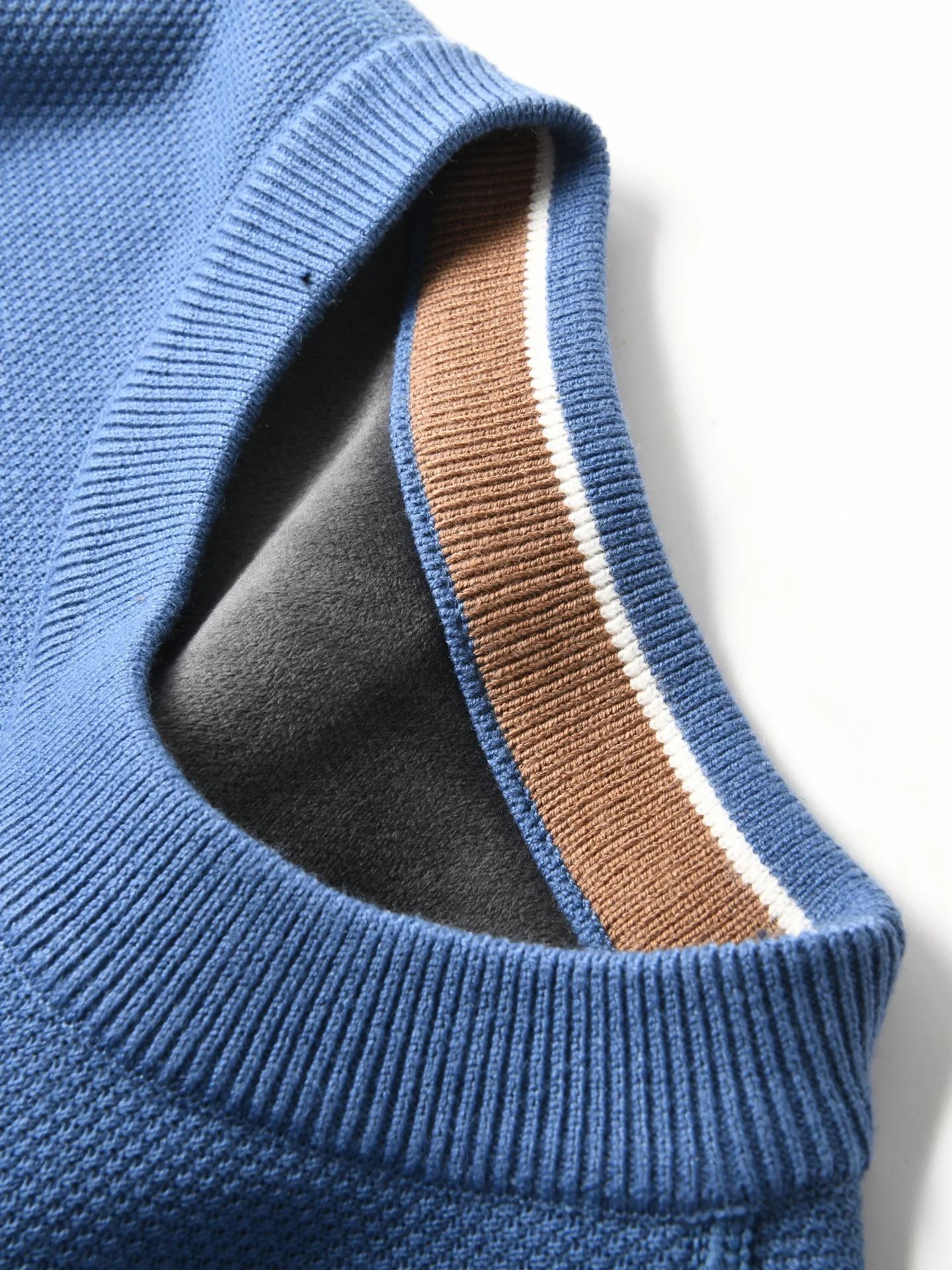 New Men's Knitted Sweater round Neck Fleece Lined Wool Blend Casual Loose Fit Autumn Winter Fashion Comfortable Warm Top