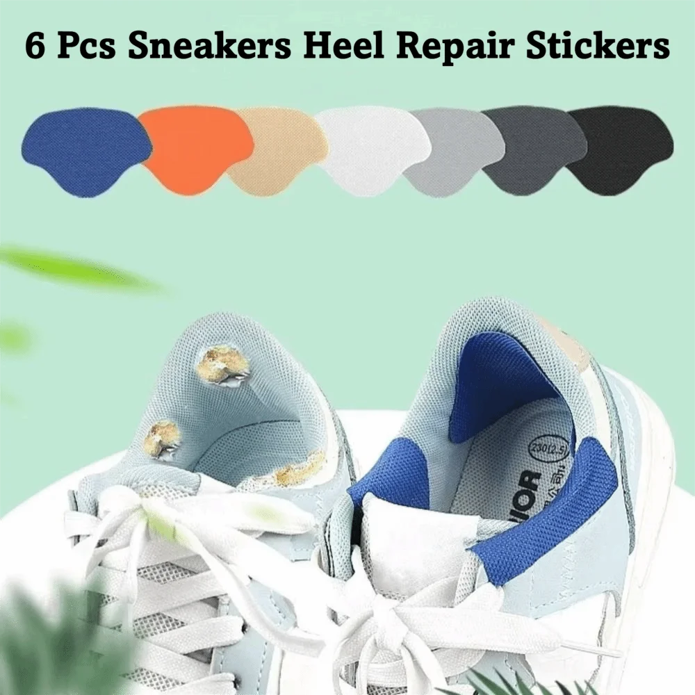 6 Pcs/Set Self Adhesive Sneakers Heel Repair Stickers Lining Patch Side Damage Repair Shoe Repair Patch Heel Wear Repair