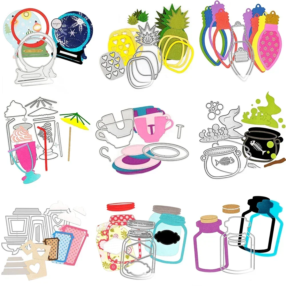 Wishing Flasche Glas Teetasse Shaker Stanzformen Set Kristallkugel Ananas Sterben für Weihnachten DIY Scrapbooking Papier Handwerk machen