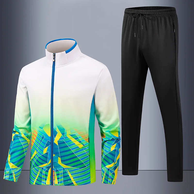 S-8XL Large Two Piece Set Sports Jacket Casual Set Men's Spring/Autumn Running Men's Sanitary Pants Jacket