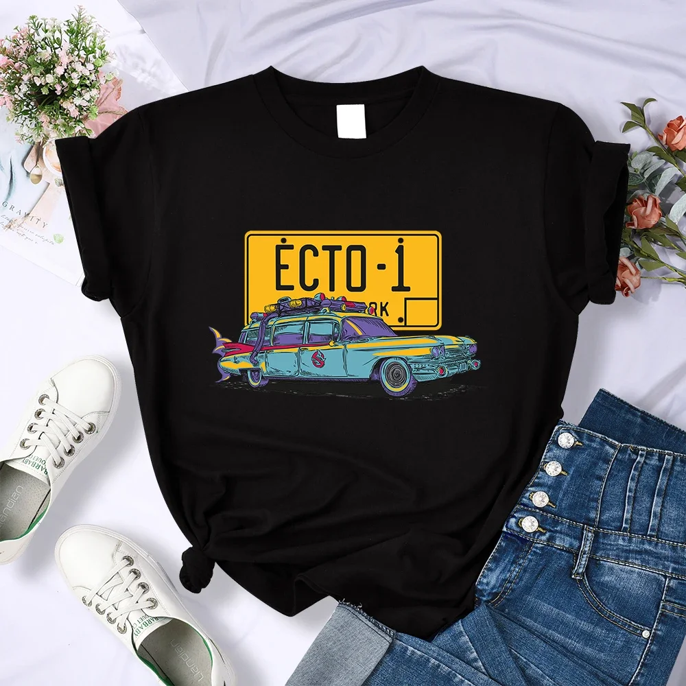 Print Women T Shirt Ghostbusters Ecto 1 Harajuku Summer Breathable Tops Clothes  Fashion Clothes Shirtcomfortable Street Tee