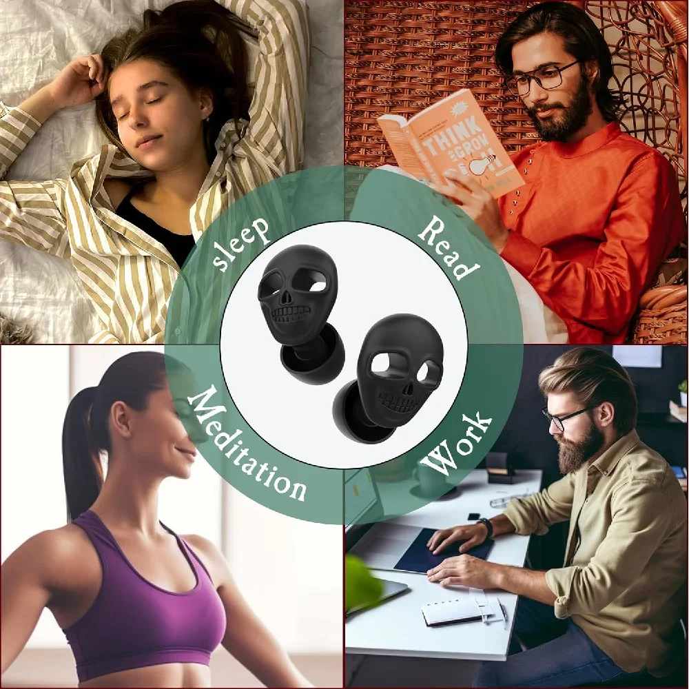 Skull Design Earplugs 25dB Noise Cancelling | IPX7 Waterproof | 1.1g Ultra Light | Free Shipping