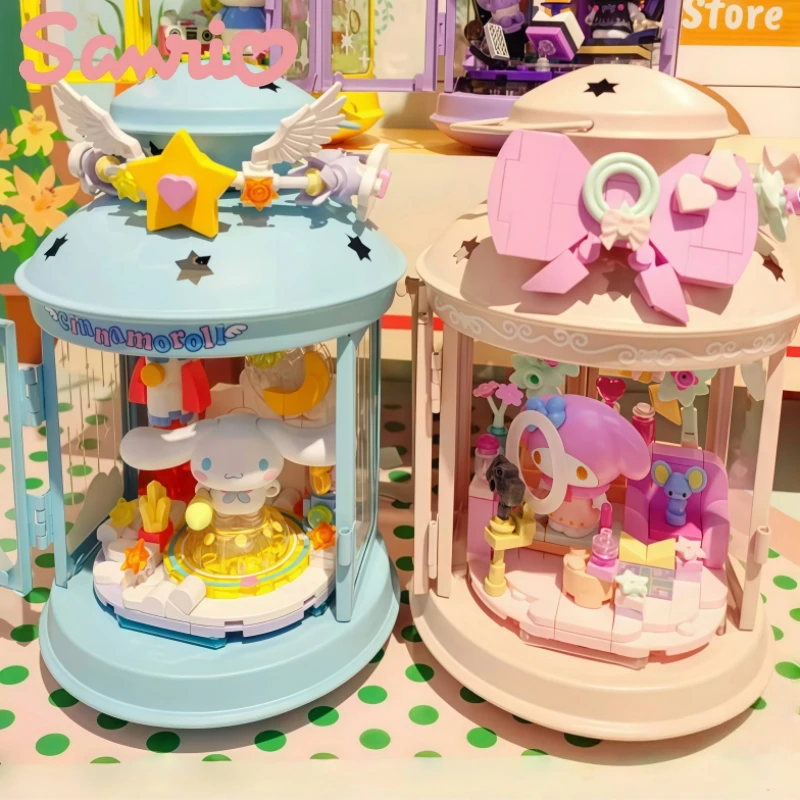 

Строительные блоки Sanrio, серия Fantasy Lights, собранная Kuromi My Melody Cinnamoroll, модель, украшения, коллекционный подарок